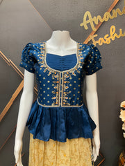 Blue Pattu Pavada set