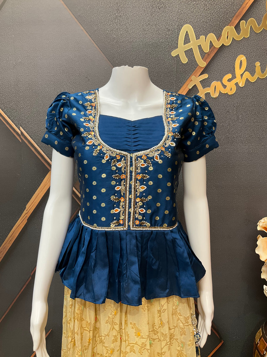 Blue Pattu Pavada set