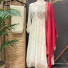 Plus size- Half White Anarkali kurti sets