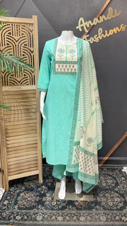 Jaipur Cotton Sea Green Kurti set