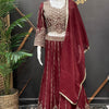 Shimmery Lehenga Set with Heavy Work - Dark Color Party Wear