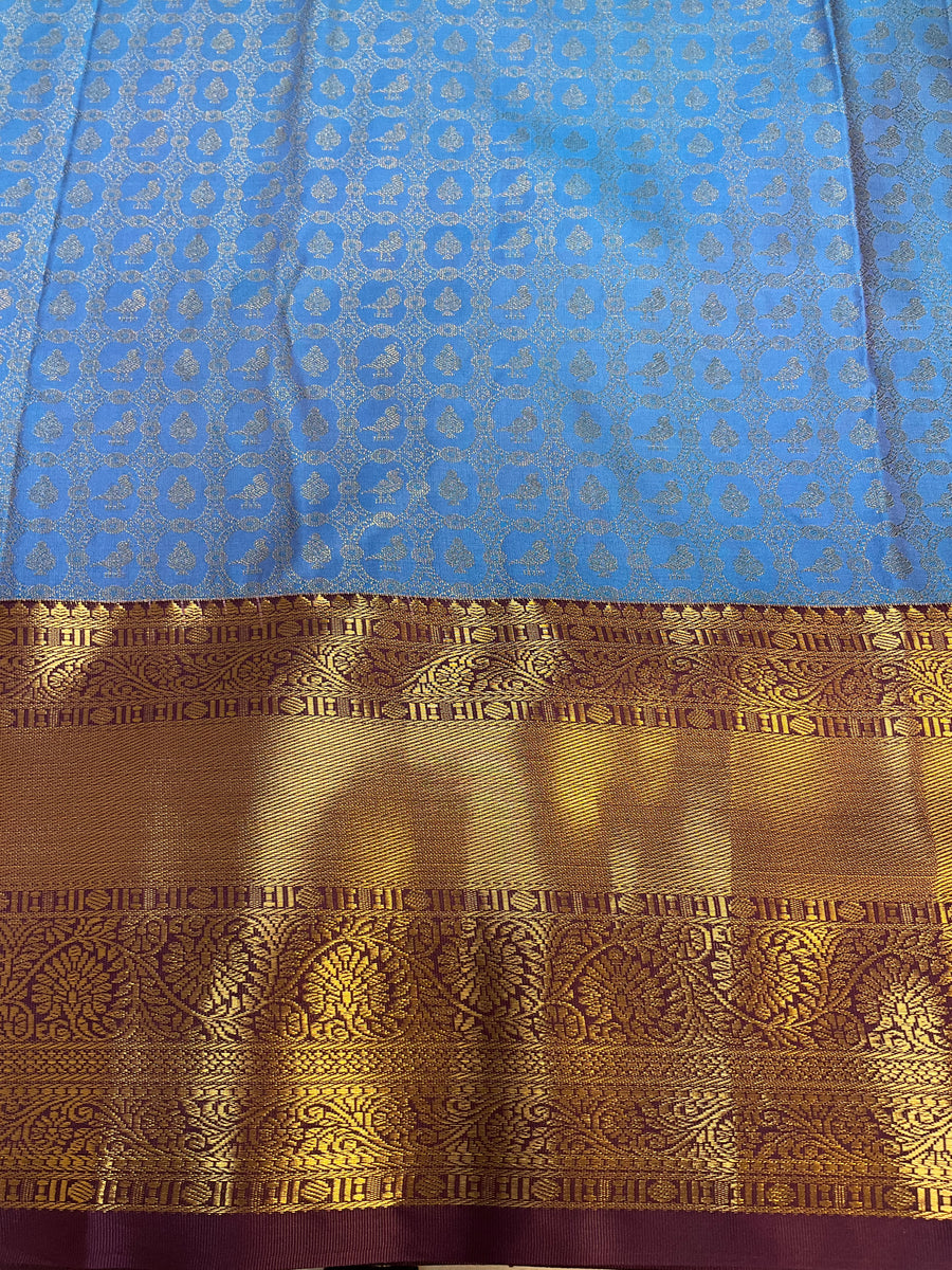 Blue Semi Silk Kanjeevaram Saree