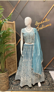 Blue Heavy Work Lehenga set