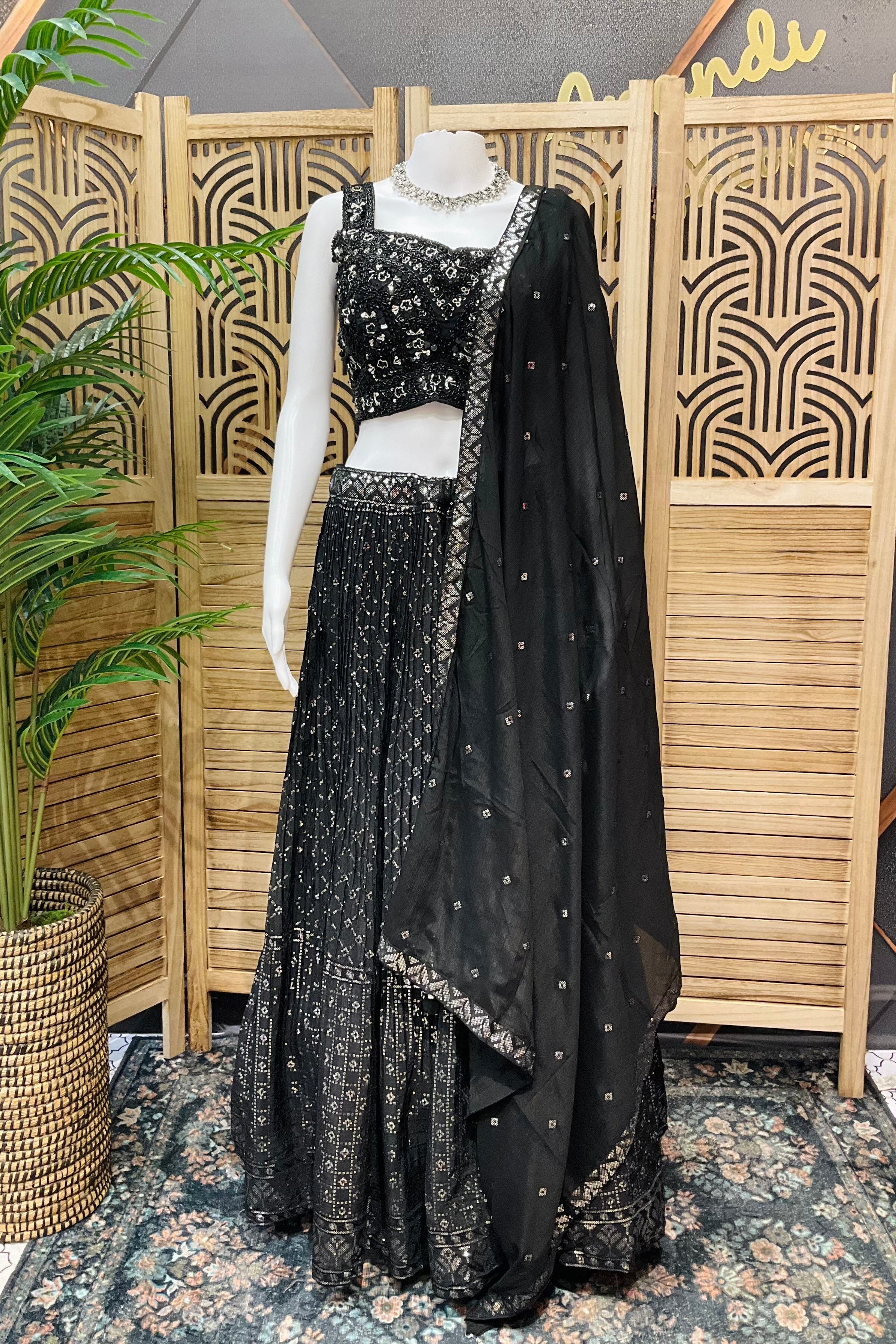 Party Wear Black lehanga set