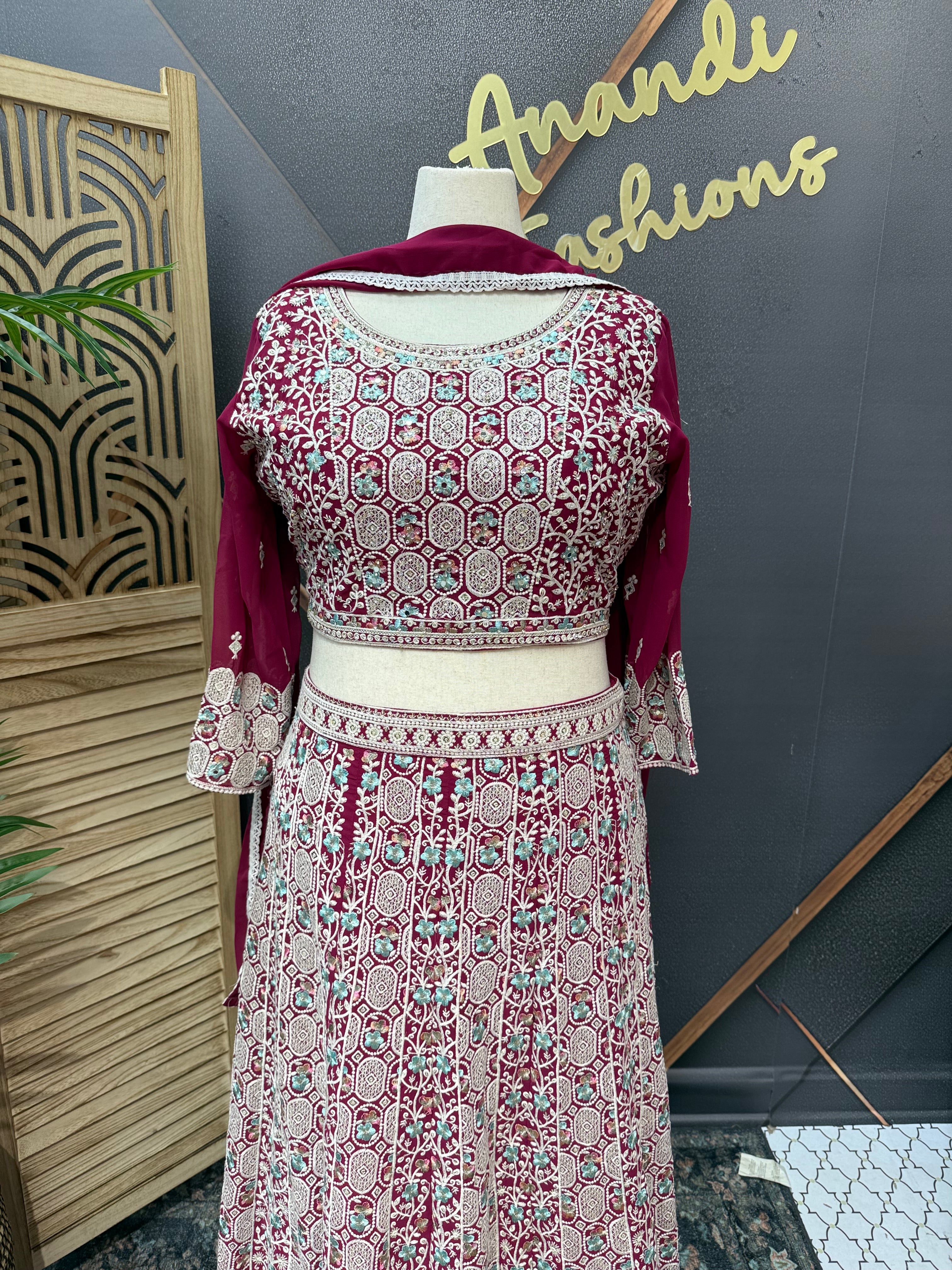 Plus Size - Pink Color -Heavy Work Georgette Lehenga set