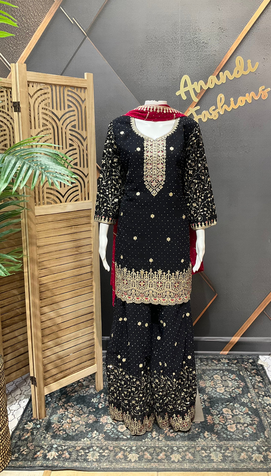 Women’s Navy Blue Party Wear Georgette Sharara set