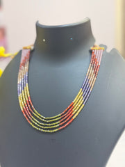 Multicolor CZ Beads 5-Line Necklace Set