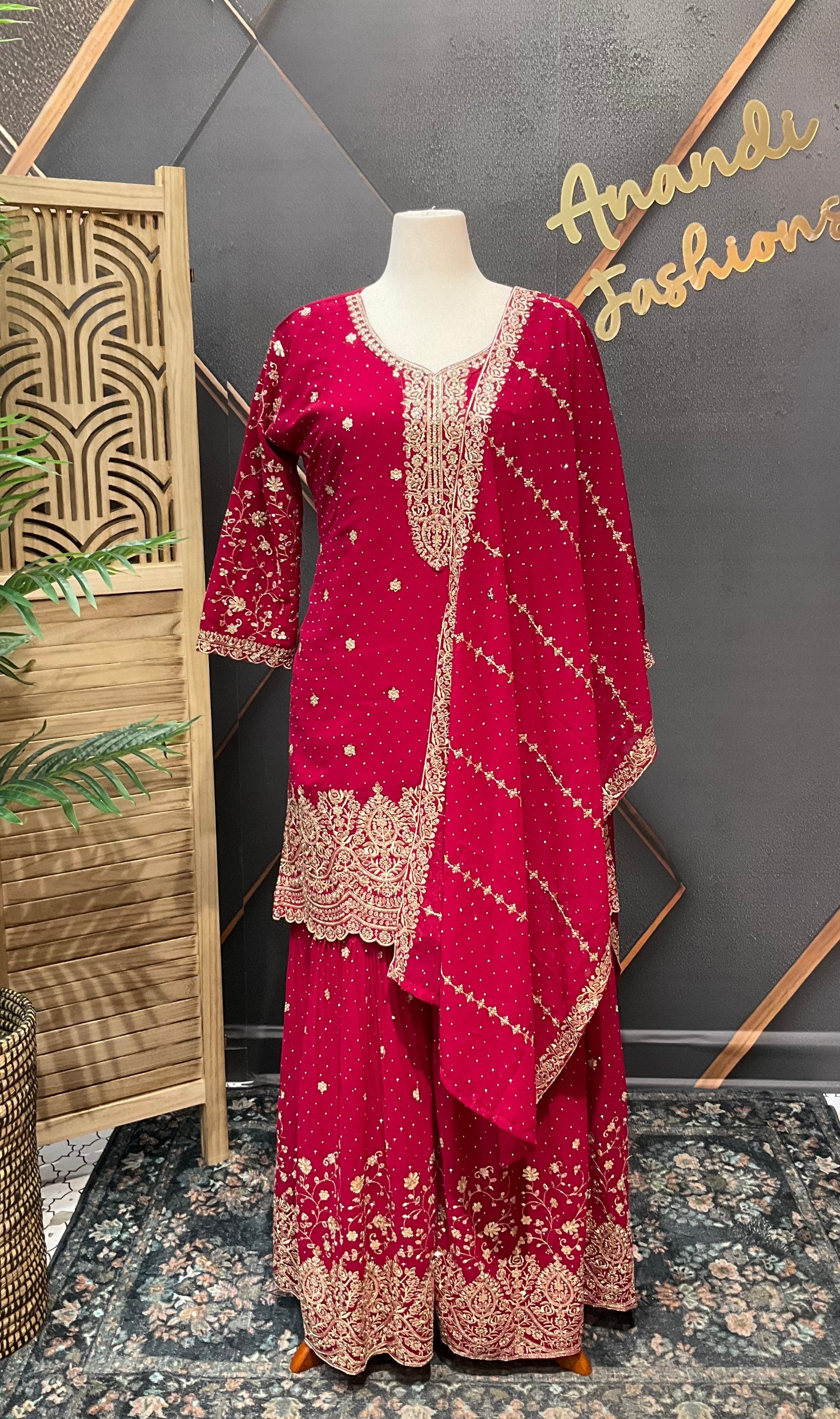 Plus Size Pink Party Wear Sharara set