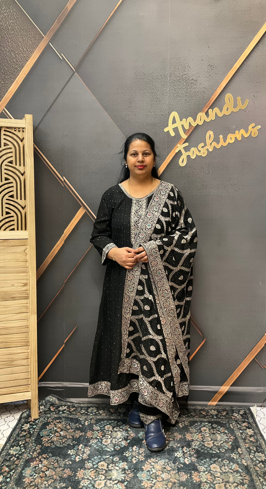 Black Party Wear Anarkali Kurti set