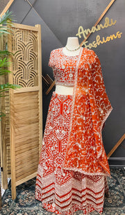 Rust orange plus size lehanga set