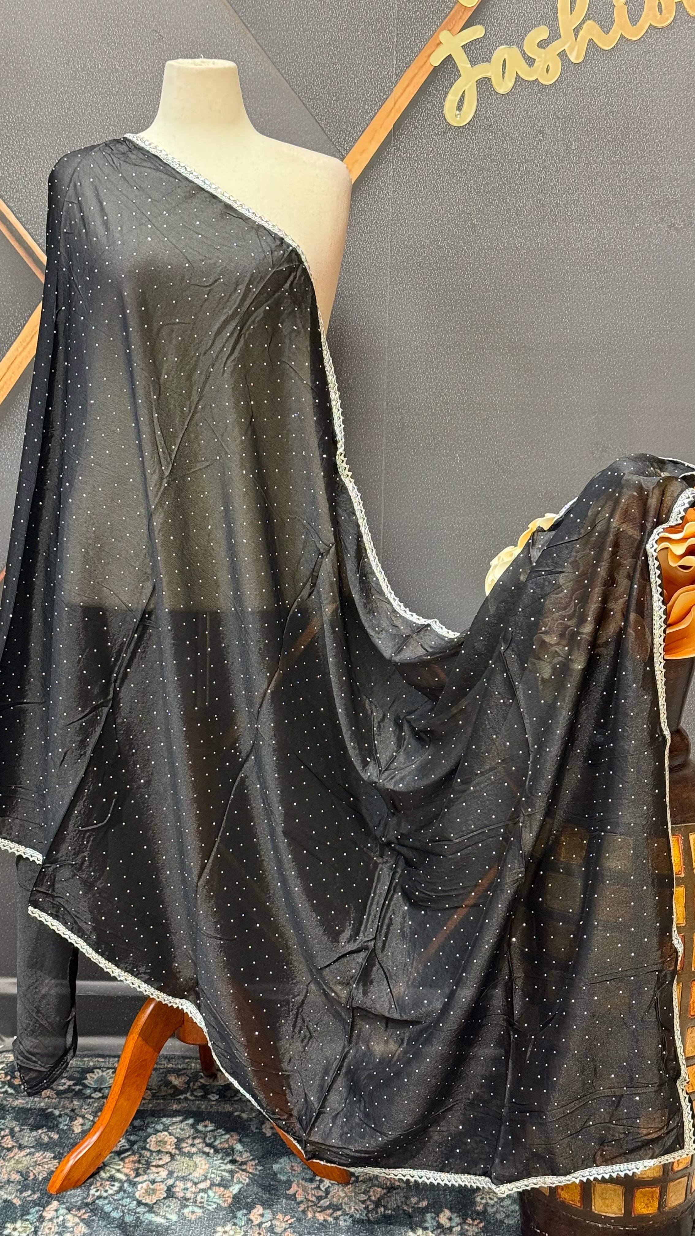 Women's Satin Silk Dupattas with Silver Border - Women - Dupatta - Anandi Fashions