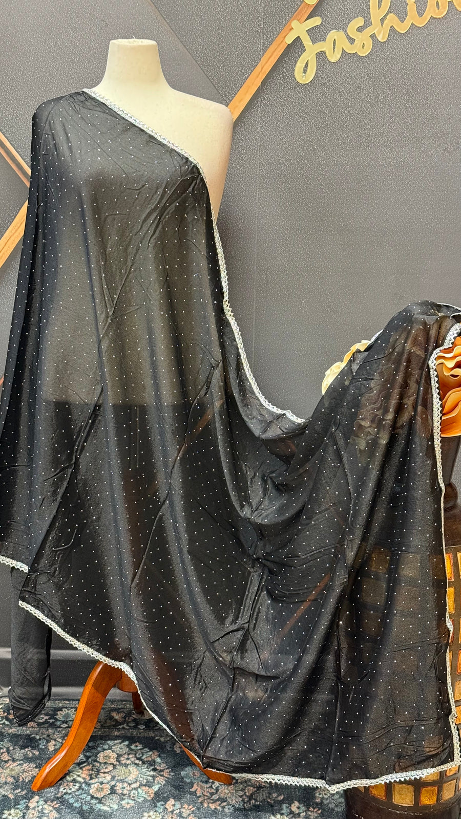Satin Silk Dupattas with Silver Border