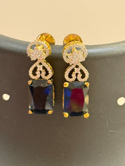 CZ Earrings with Blue Stone
