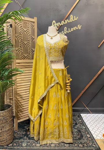 Pastel Gold - Plus size lehenga sets- Size 50