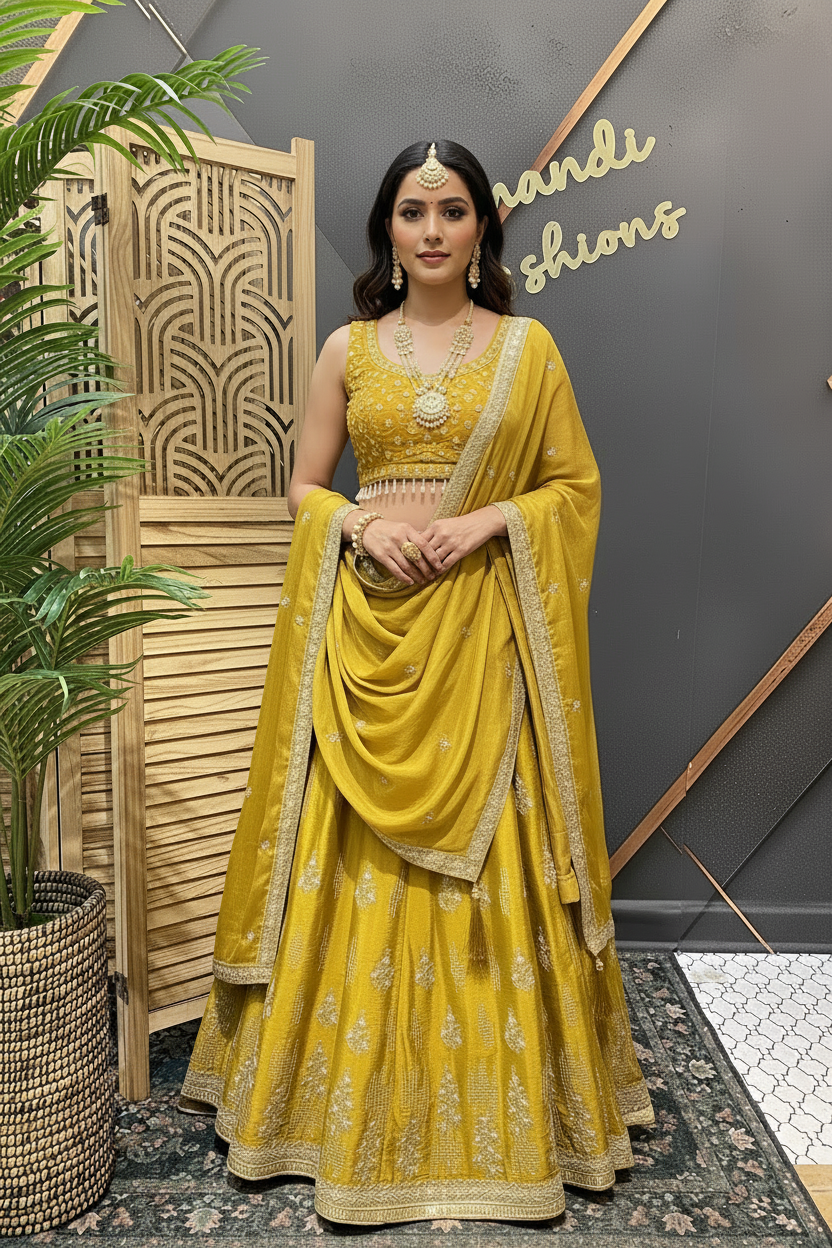 Pastel Gold - Plus size lehenga sets- Size 50