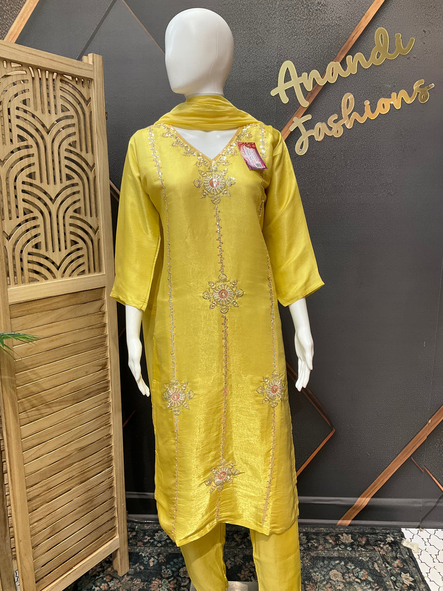 Yellow Party Wear kurti set