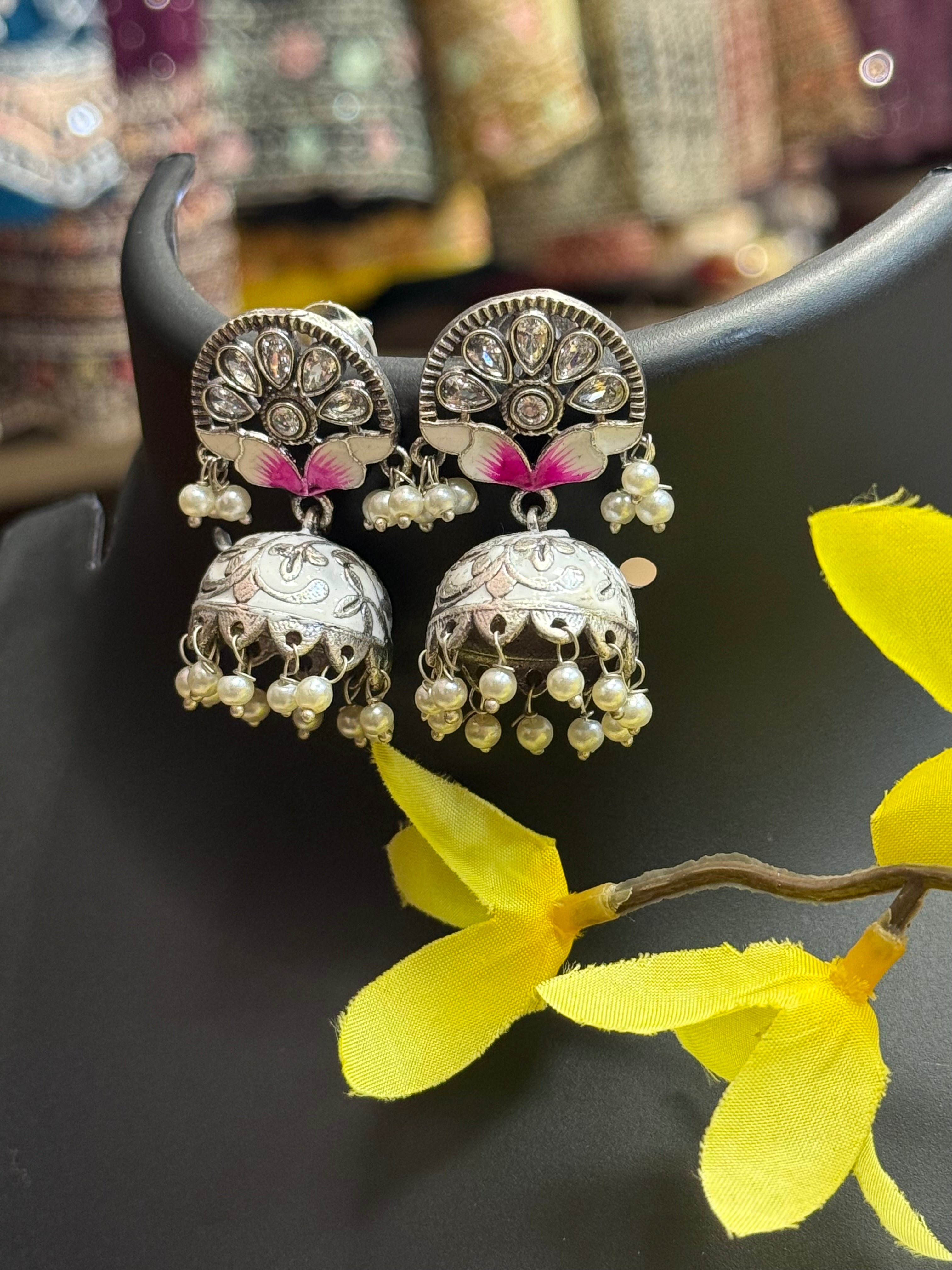 Meenakari Painting Hand Painting Jhumkas /Earrings