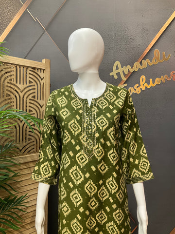Green cotton kurti