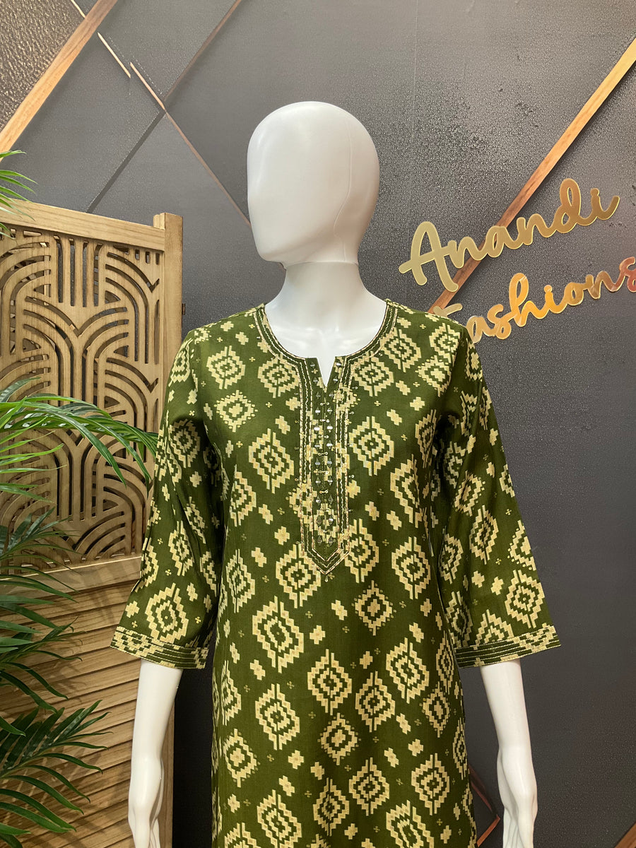 Women’s Green Cotton Kurti