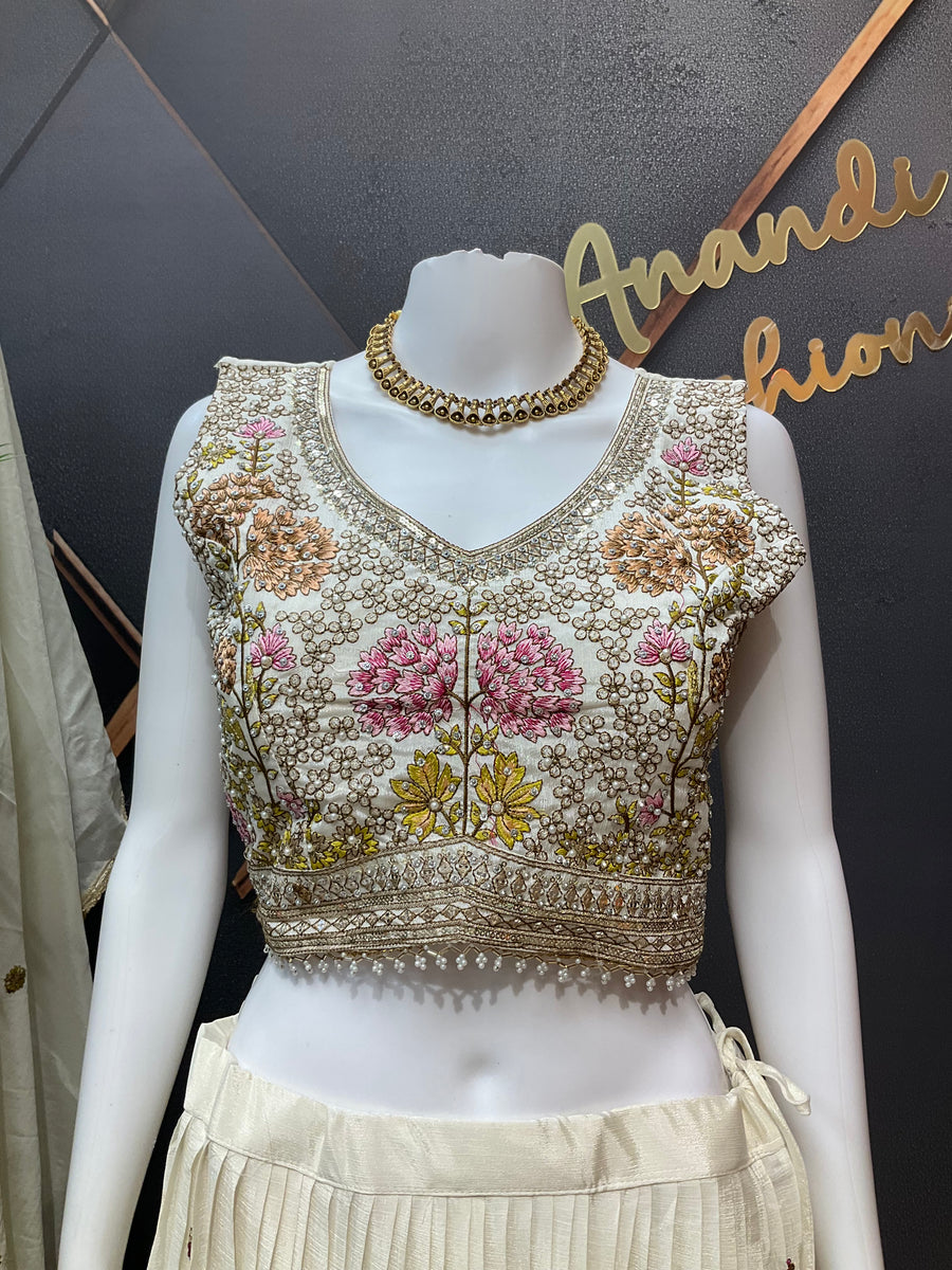 Half white Party Wear lehanga set