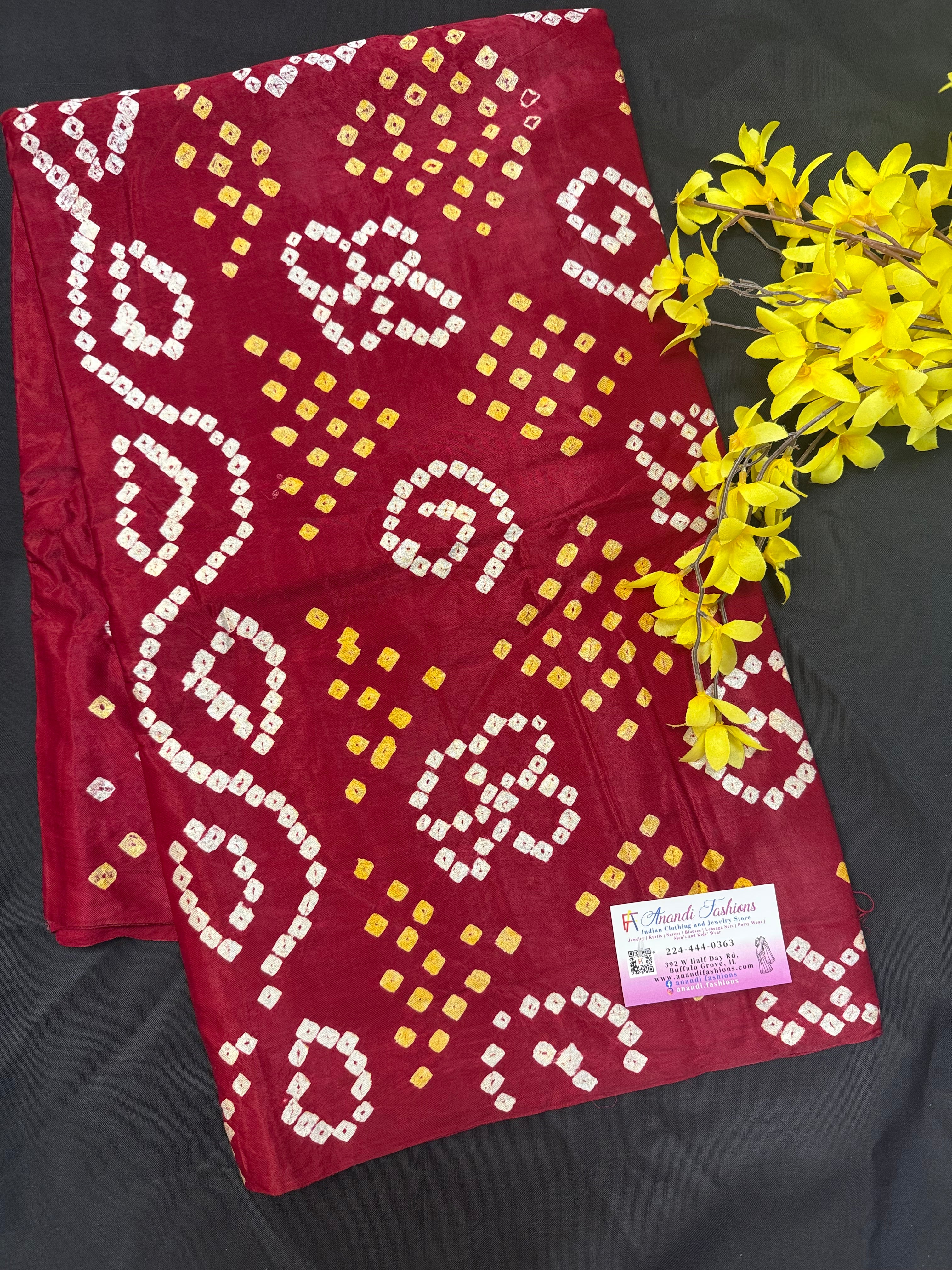 Maroon- Gajji Silk Bhandhini Saree