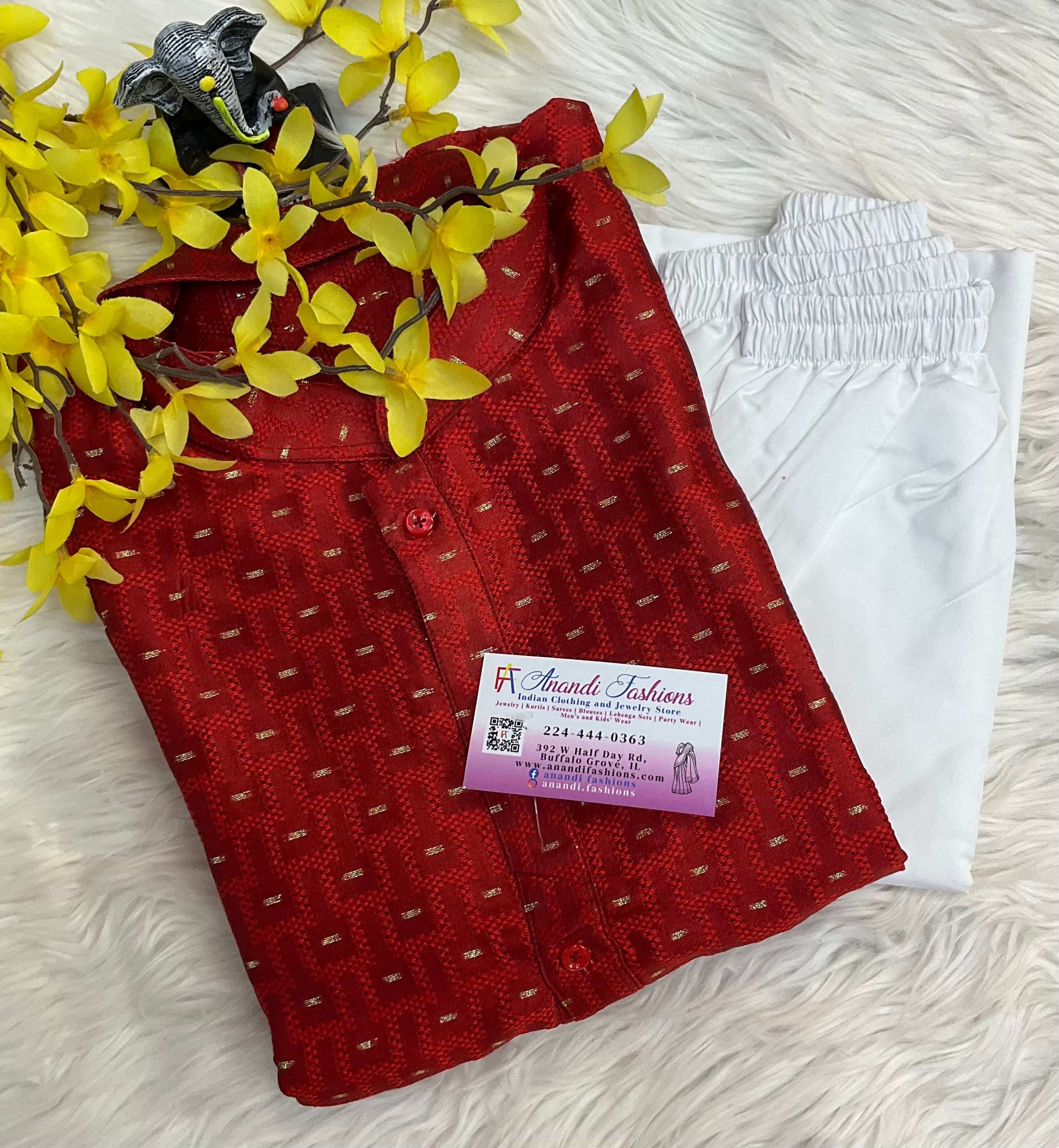 Men's red kurta set