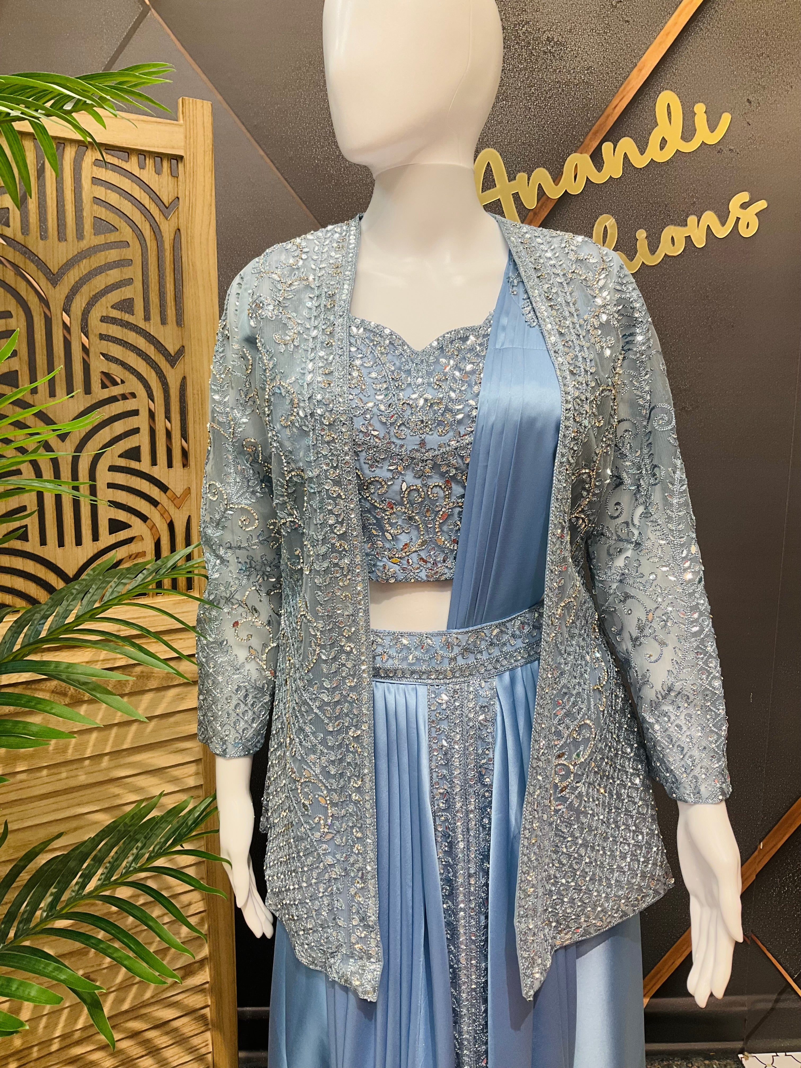 Ready to Wear Saree with Overcoat