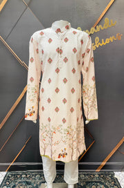 Digital print Embroidery Work  Mens kurta set