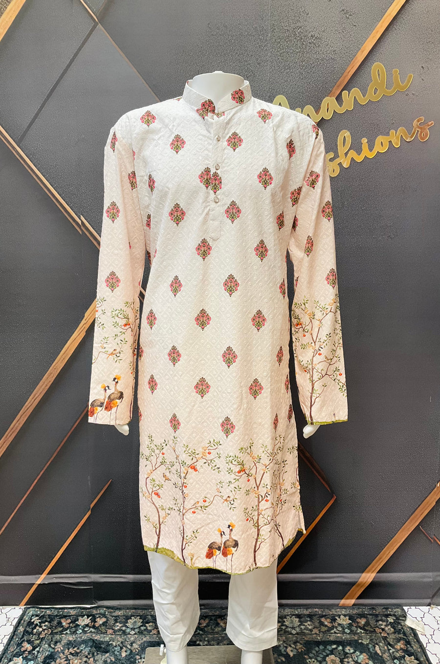 Digital print Embroidery Work  Mens kurta set