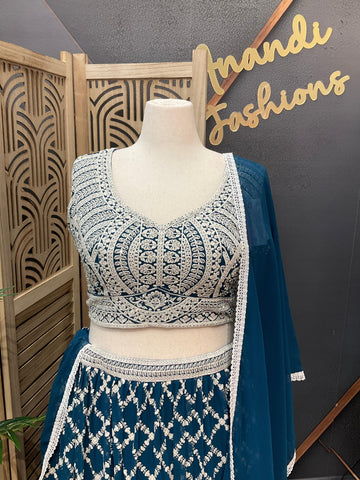 Plus Size Georgette Lehenga Set - Heavy Work Party Wear