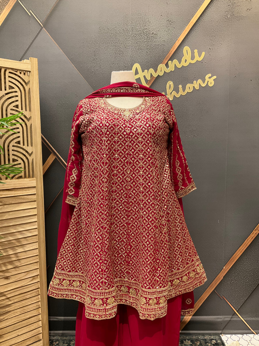 /Indian Xxl Pink Georgette Sharara Set