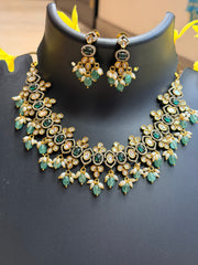Victorian Necklace Set with Green Beads