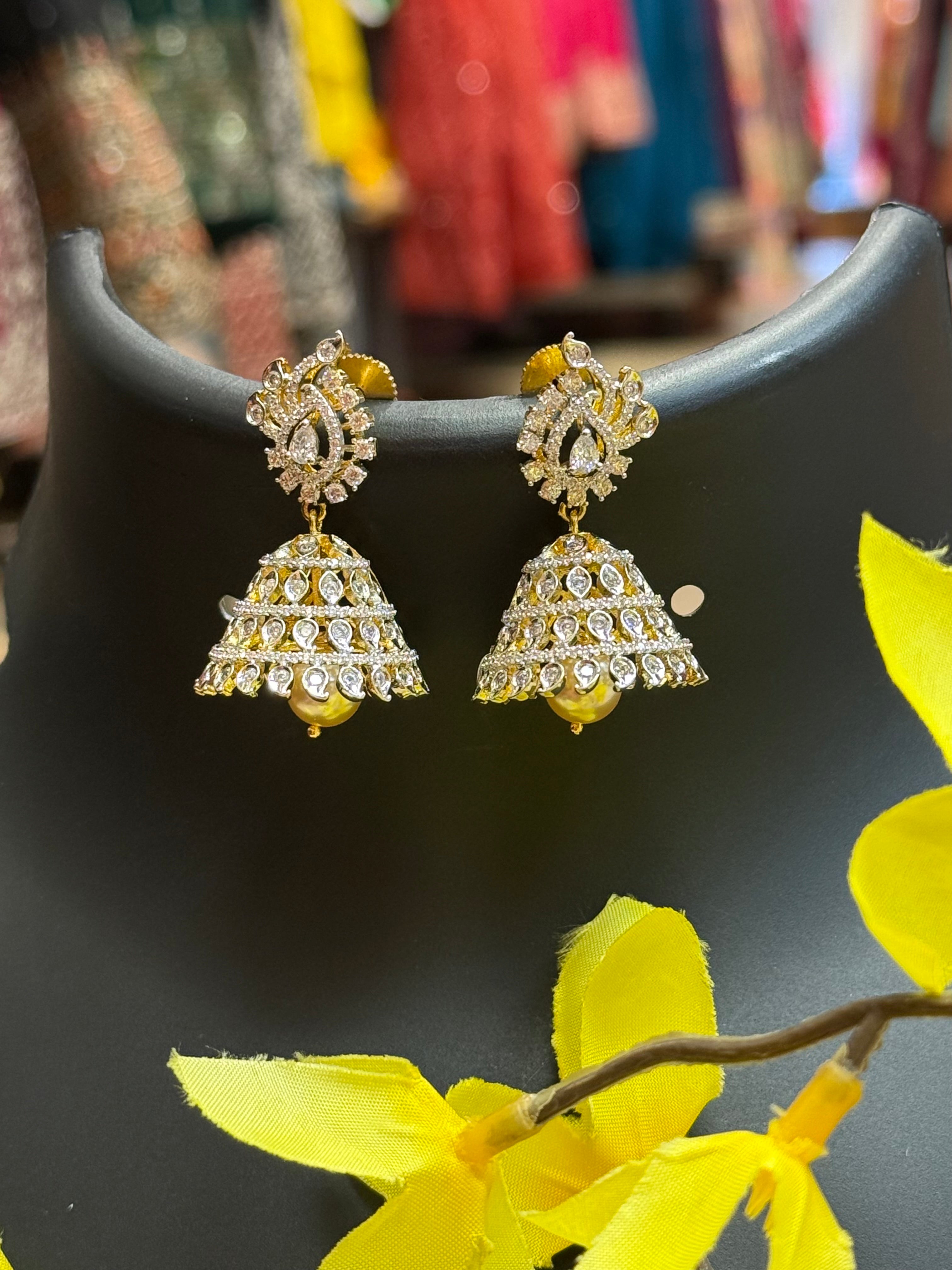 Party Wear CZ Jhumkas