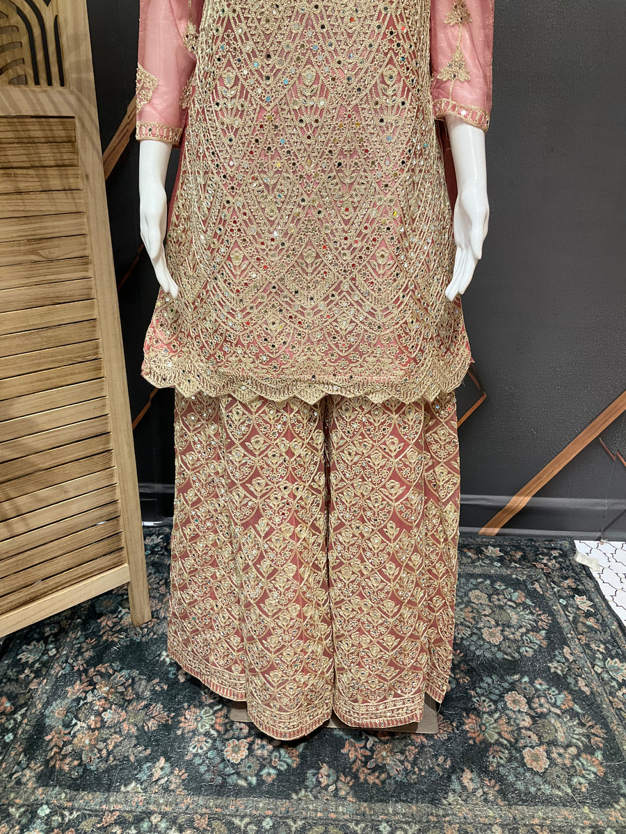 Pastel pink Full Work Palazzo sets