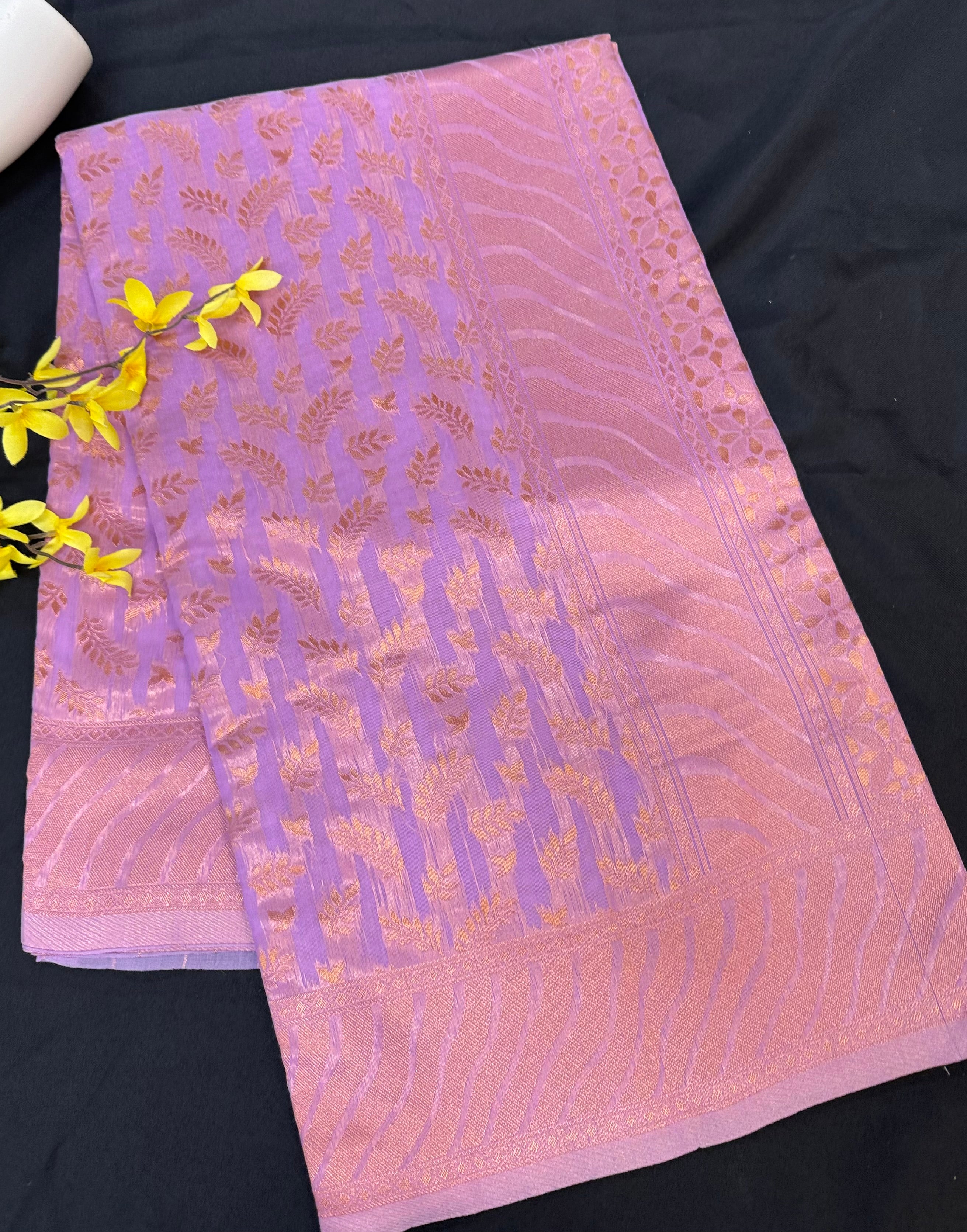 Lavender - Fancy saree with Gold Zari