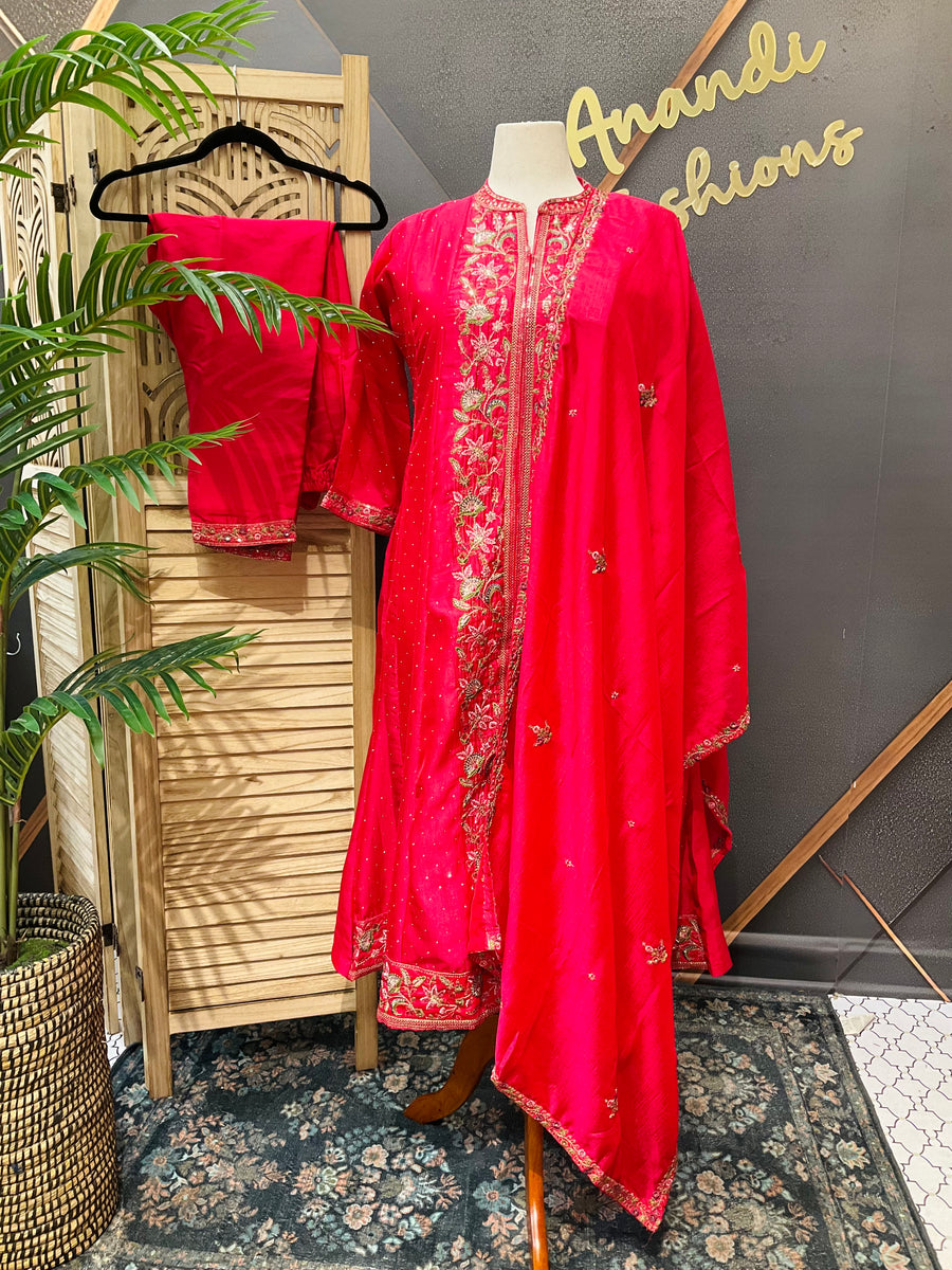 Plus Size Colorful Anarkali Kurti Set
