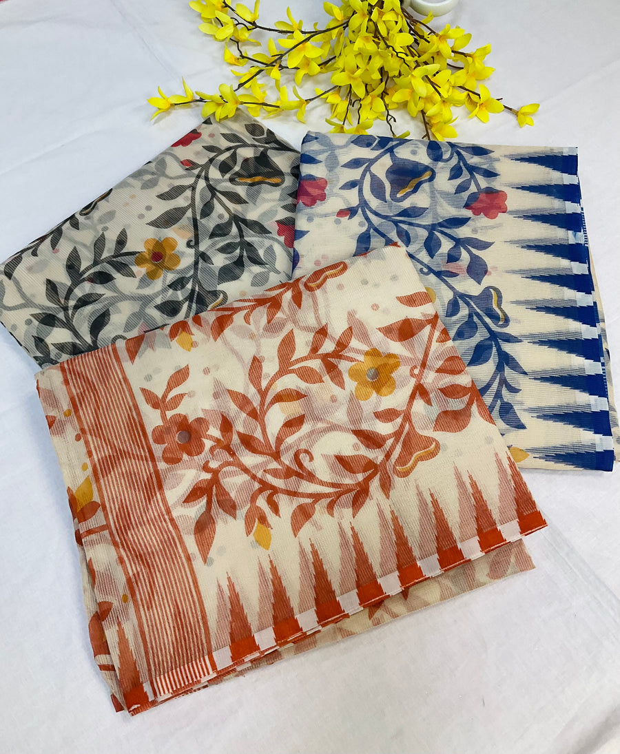 Super Net/ Cotton Printed Sarees