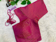 Premium Pink Brocade Blouse - Front Opening Size 48