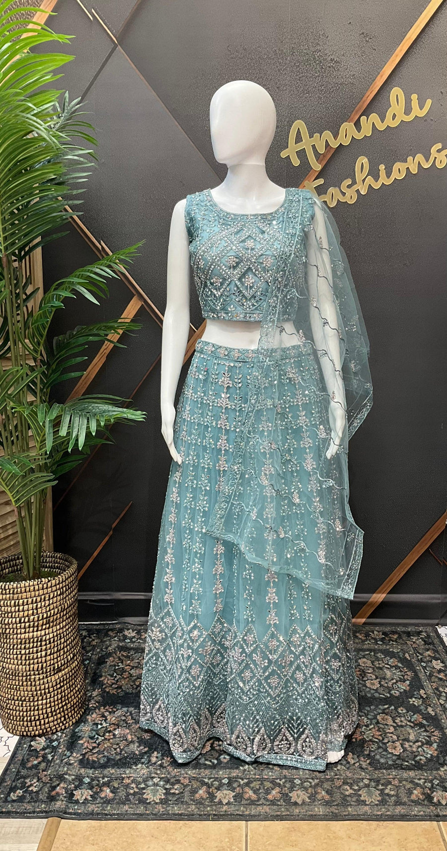 Net Lehenga Set with Heavy Embroidery - Party & Wedding Wear