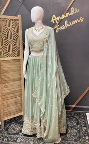 Pastel Green Party Wear Lehenga set