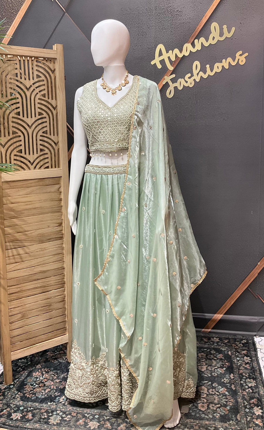 Pastel Green Party Wear Lehenga set