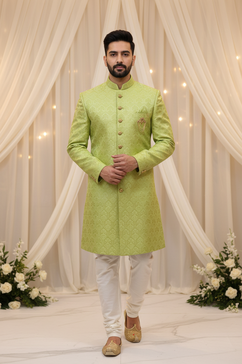 Light Green - Indo Western Men’s Sherwani set