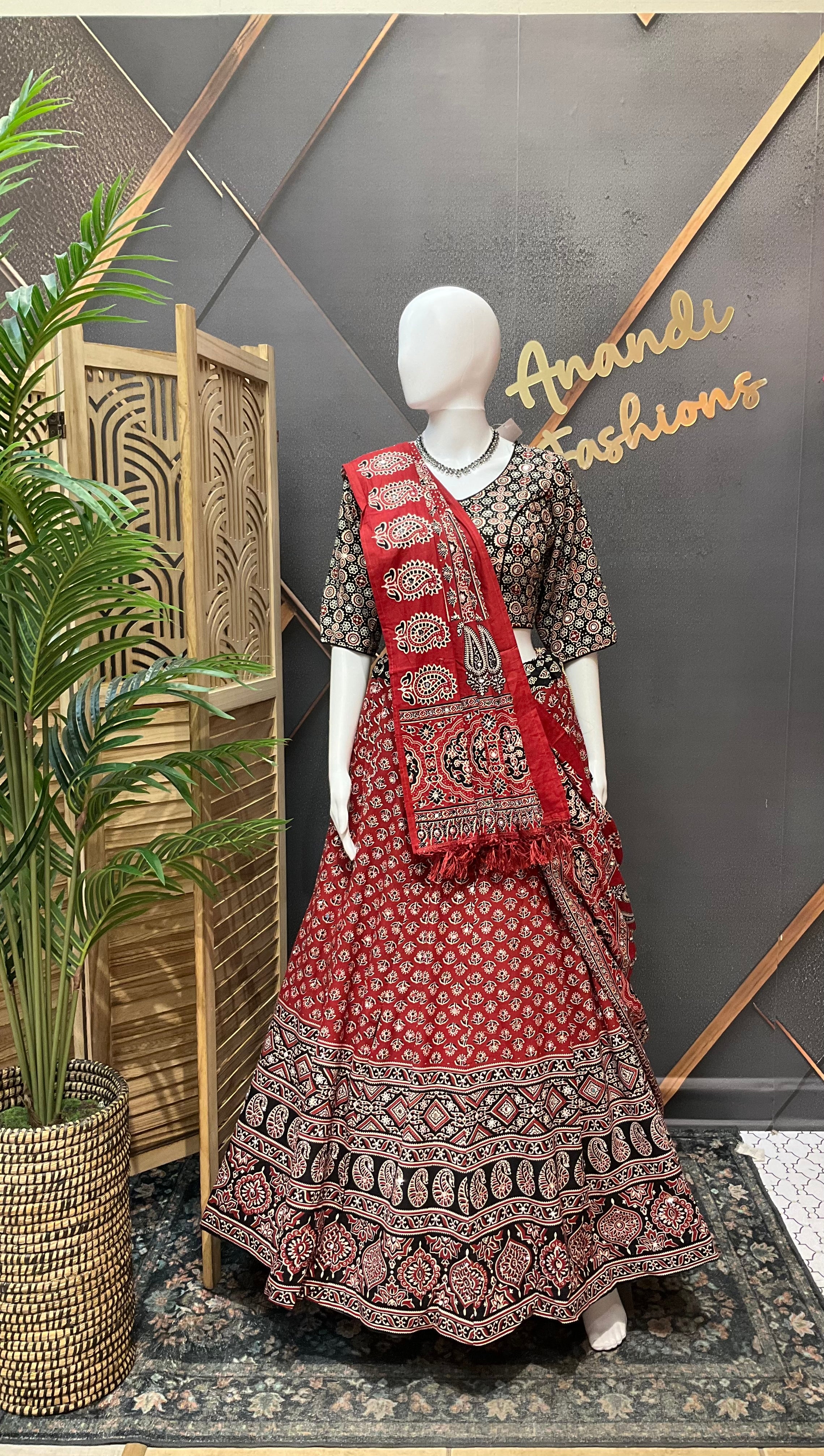 Pure Cotton Ajrakh Print Chaniya choli set