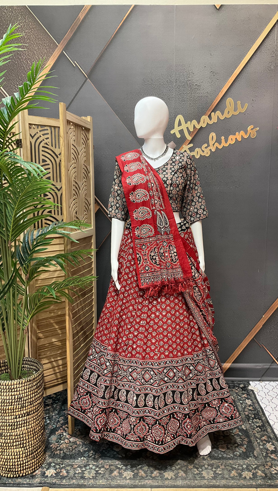 Pure Cotton Ajrakh Print Chaniya choli set