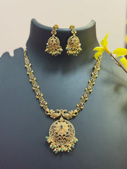 Antique Finish CZ Necklace set with Pendant