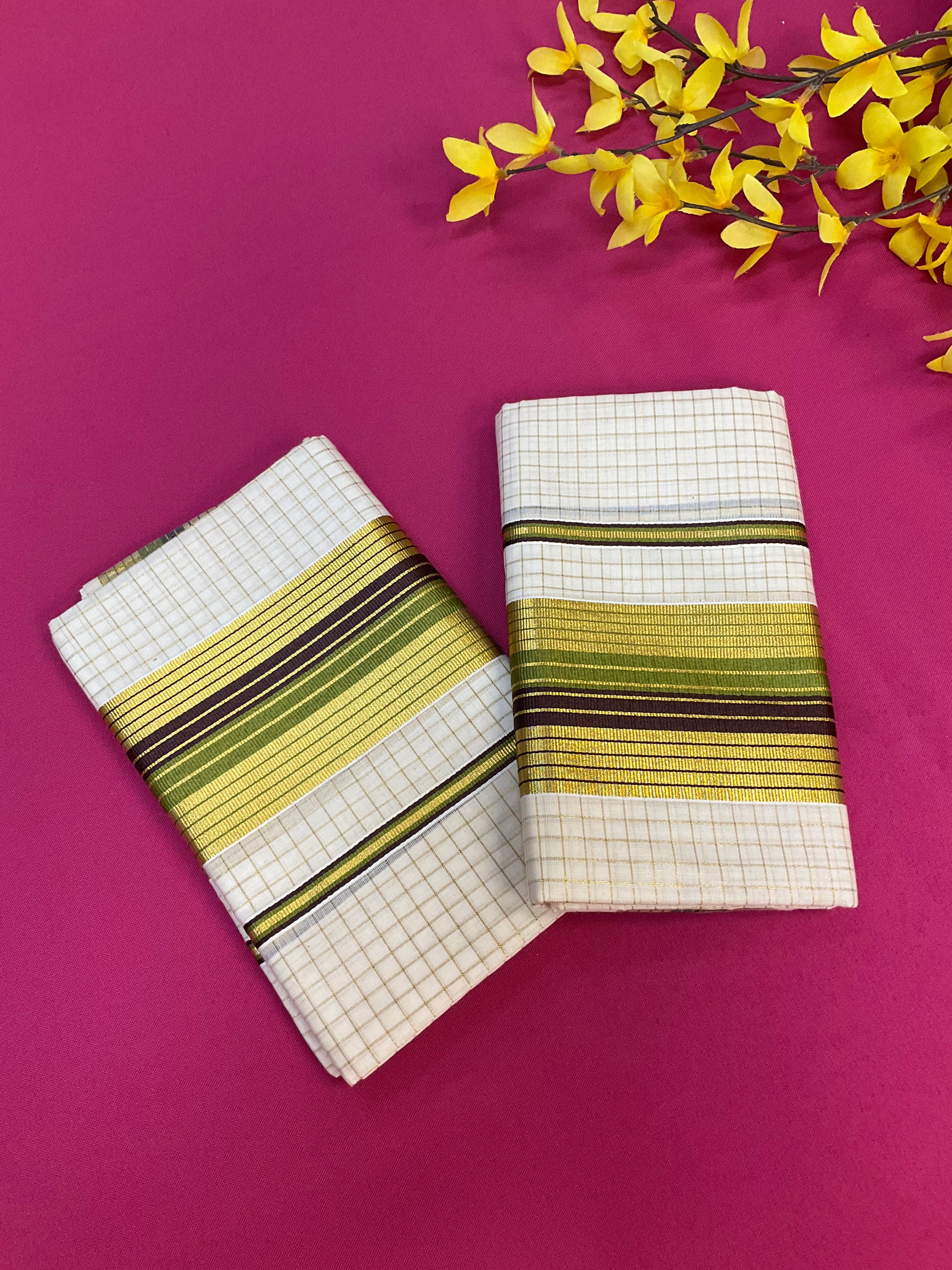 Kerala Checks Set Mundu Sarees