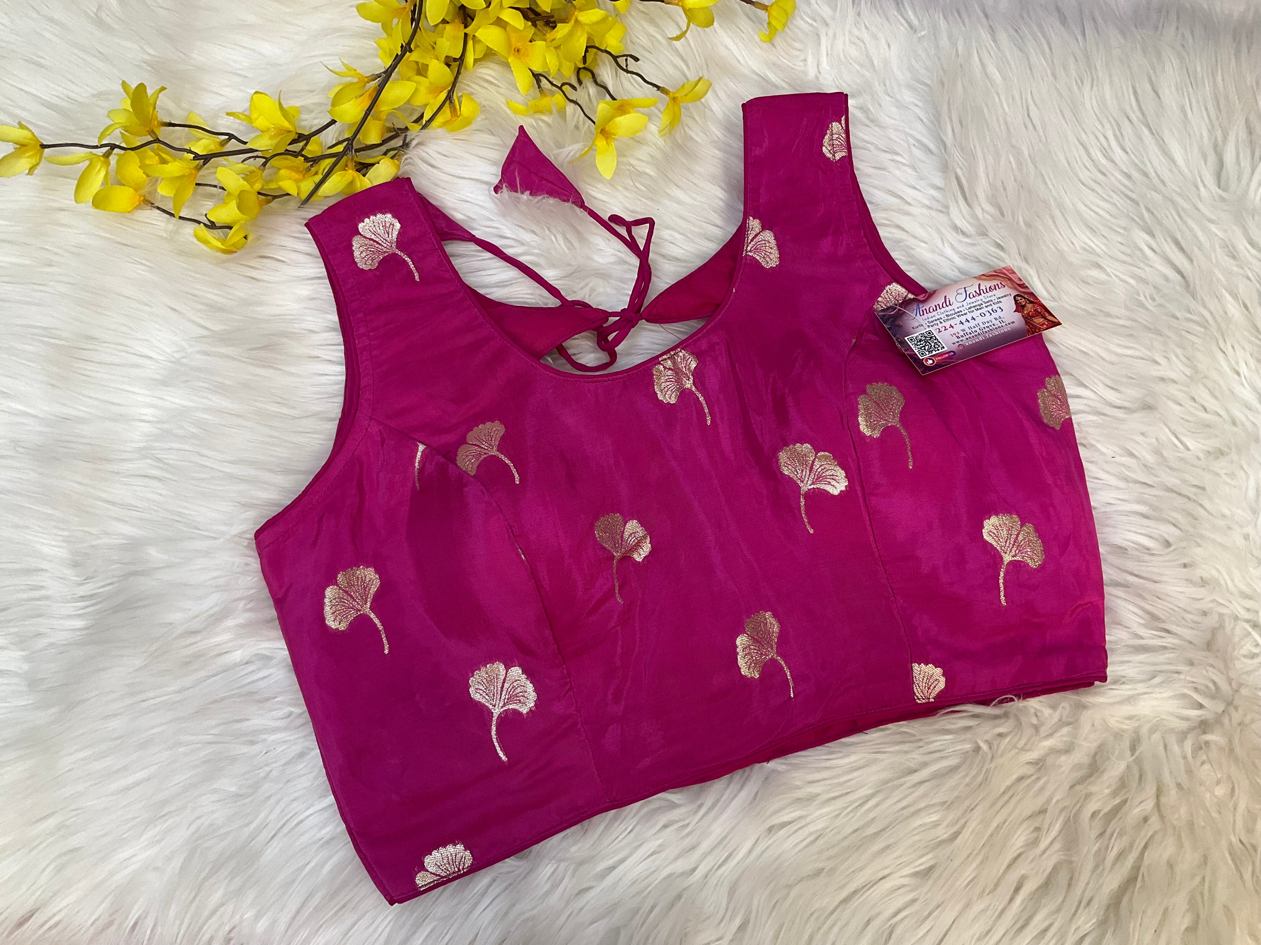 Pink Back Opening Satin Silk Blouse