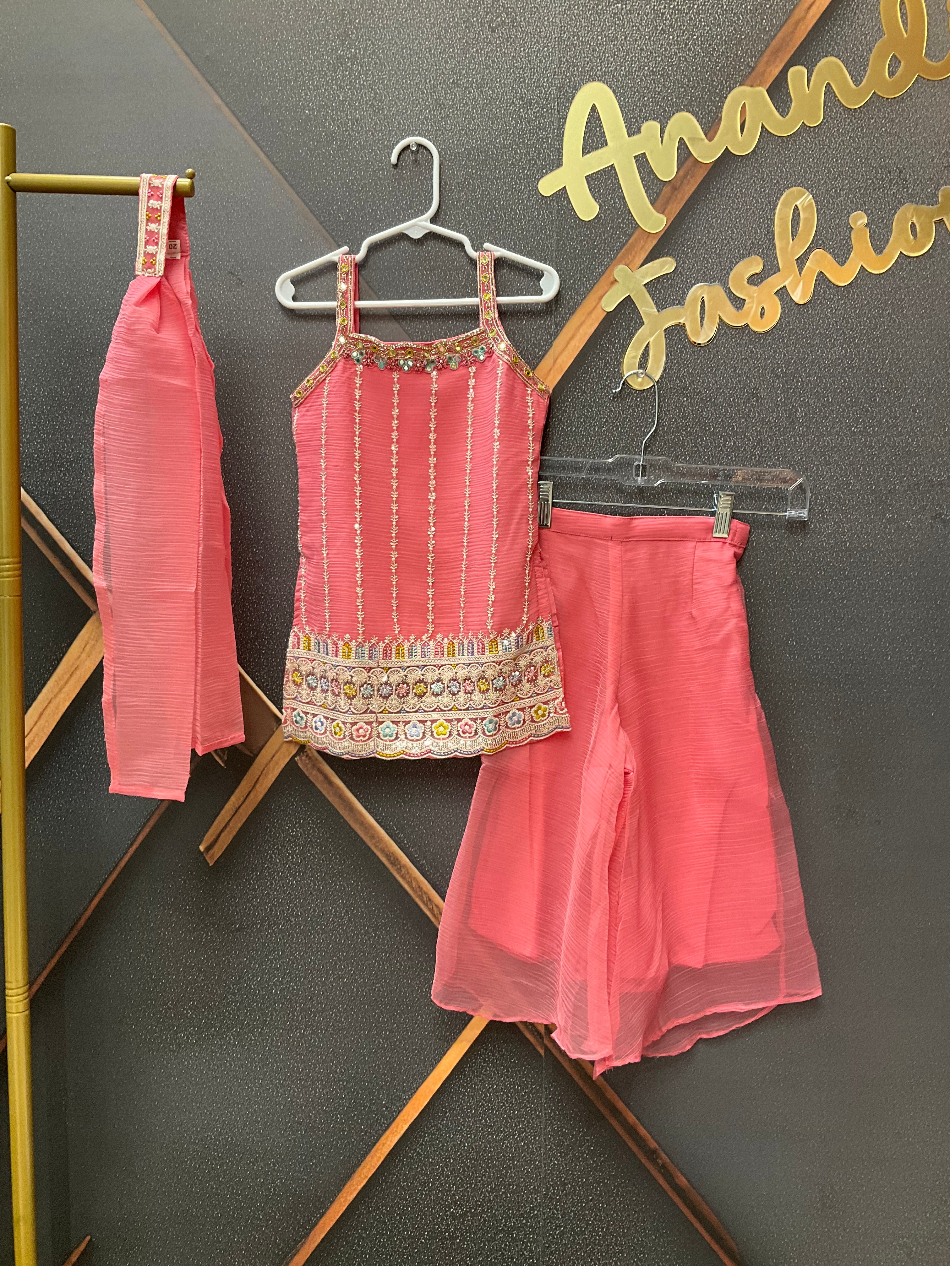 Neon Pink Toddler sharara set