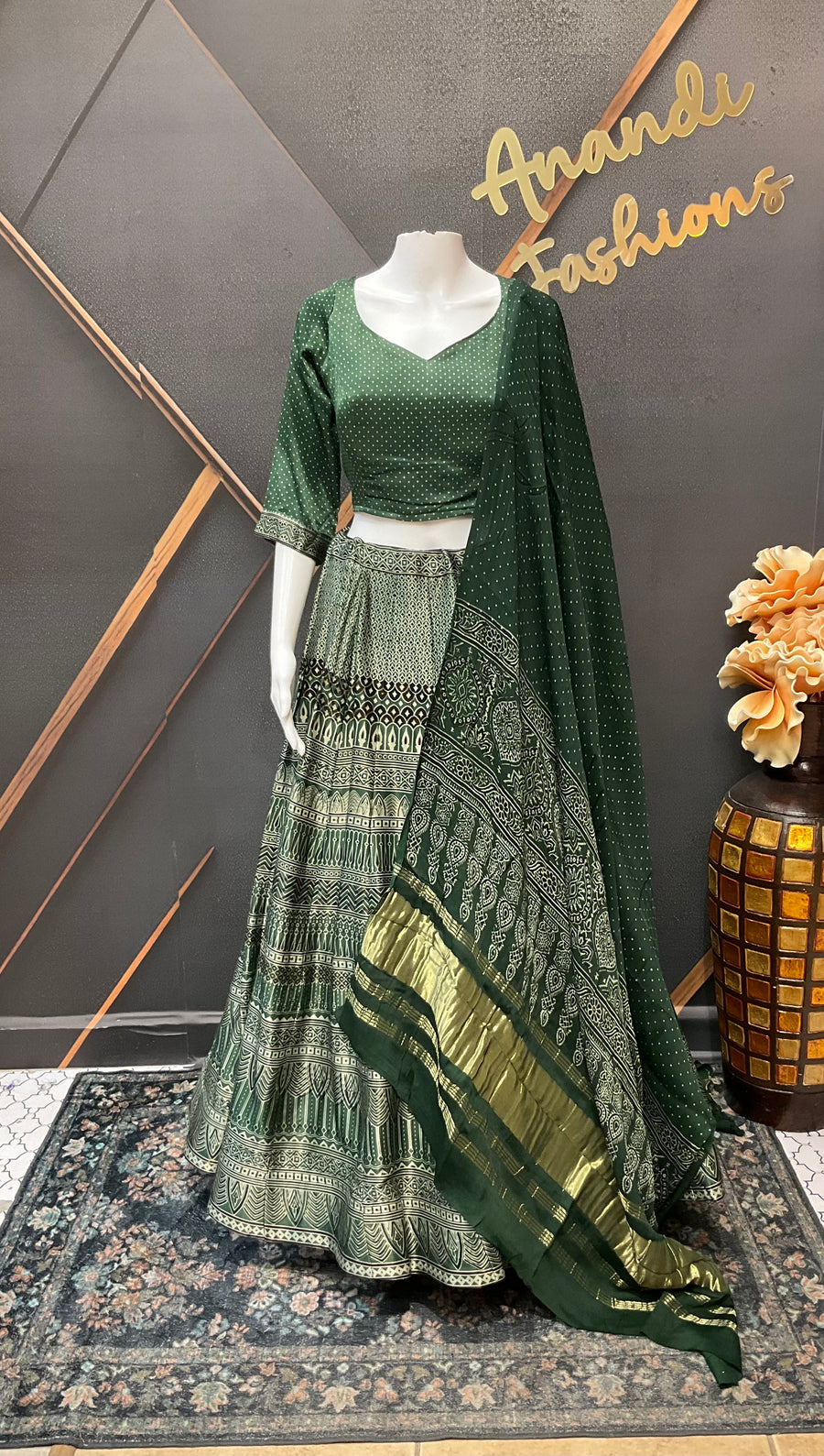 Green Gajji Silk Garba Chaniya Choli Collection