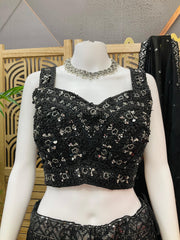 Black Designer Lehenga Set with Sequin Work - Party & Wedding Wear